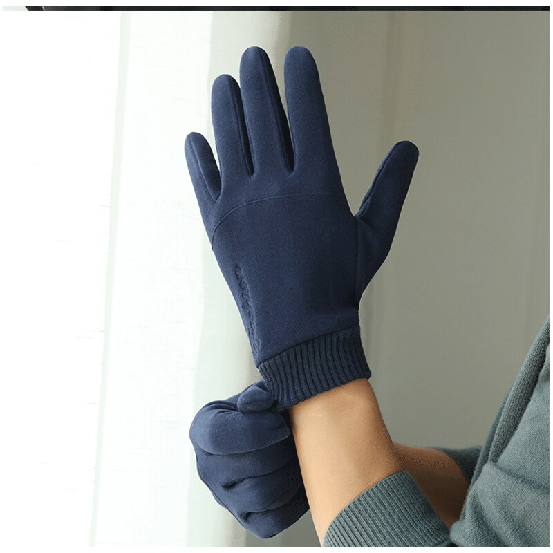 Mann Winter warm Halten Touchscreen Plus Samt Dünne Vlies draussen Radfahren Stock Handschuhe Einfache Weiche Fäustlinge