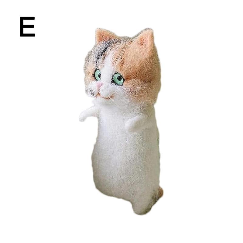 Non-finished Wool Felt Needle Poked Kitting Diy Cute Handmade Decor Wool Pets Toy Package Felting Animal W0q0: E