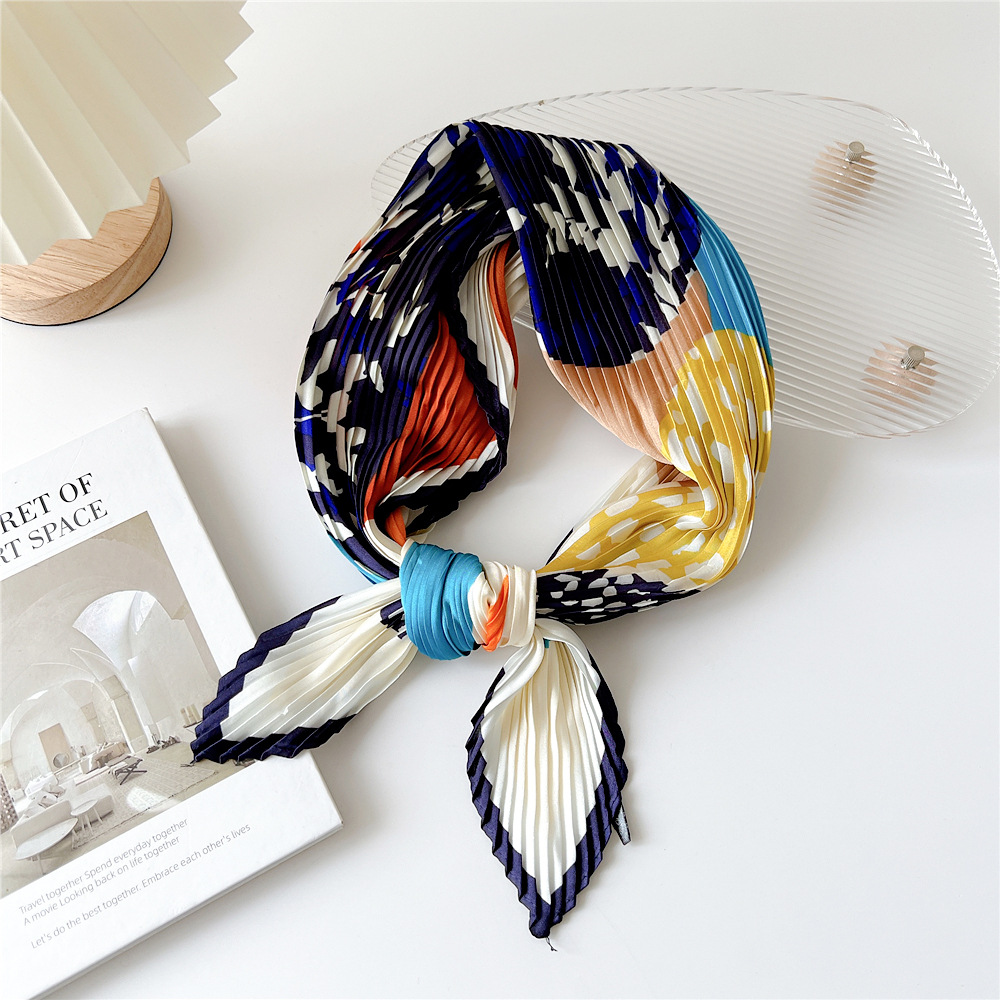 70*70Cm Vouwen Bloemenprint Vierkant Haar Sjaal Bandana 'S Haarband Hoofdband Hoofddoek Hoofddoek Tulband Omslagdoek: Deep Blue