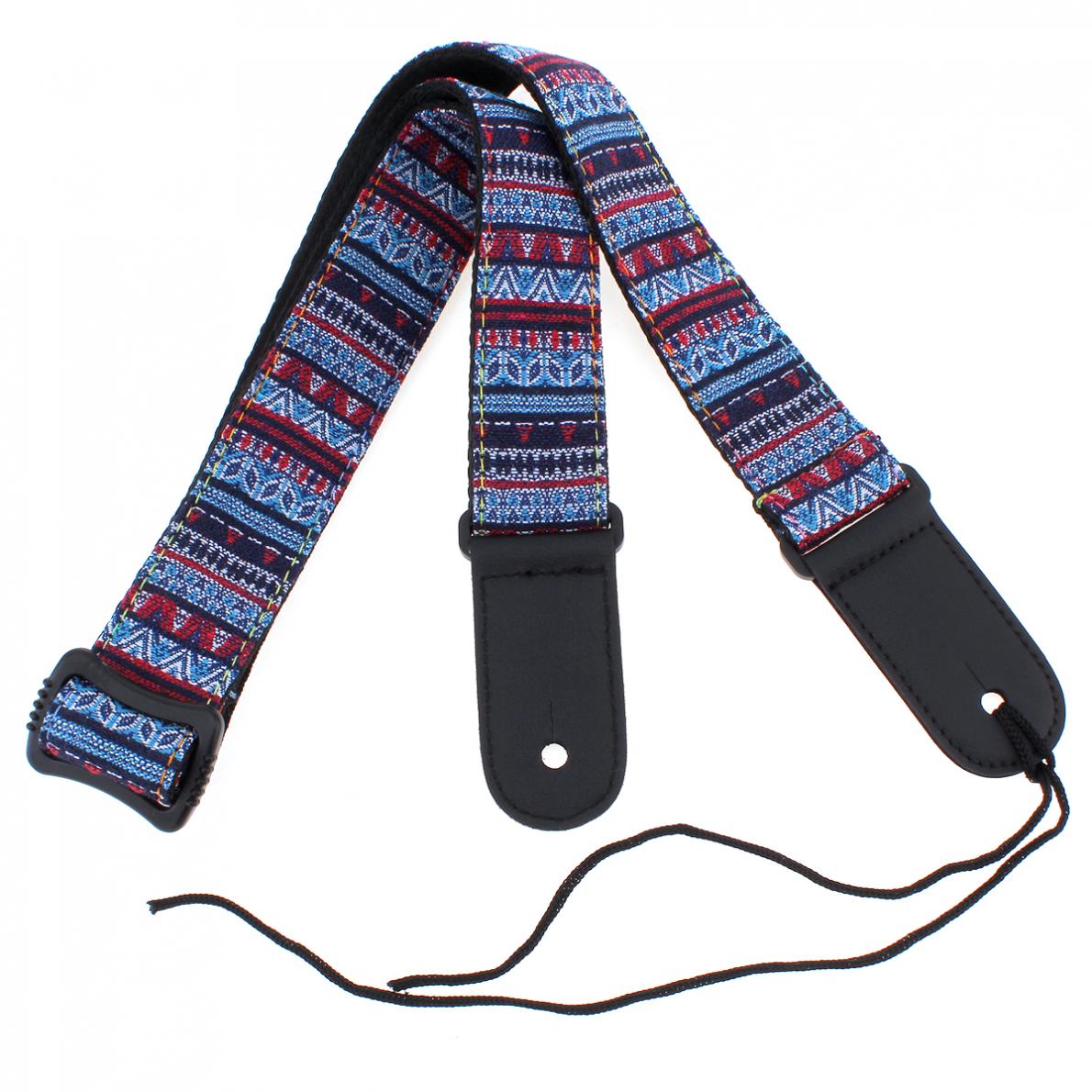 Verstelbare 75-130Cm Ukulele Gitaarband Katoen Leer Bohemian Stijl Sling Riem Gitaarband