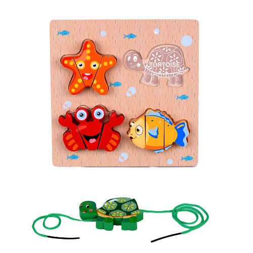 3D Wooden Puzzle Cutting Fruits Vegetables String Pretend Play Learning Early Educational Toys For Children Kids: K