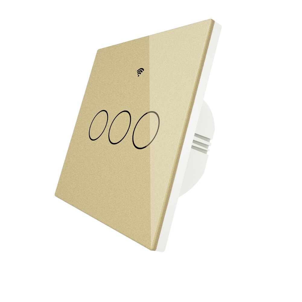 Verbeterde Wifi Smart RF433 Touch Schakelaar 2/3 Manier Smart Leven/Tuya App Controle, alexa Google Thuis Voice Control 1/2/3 Gang Goud: 3 Gang Switch