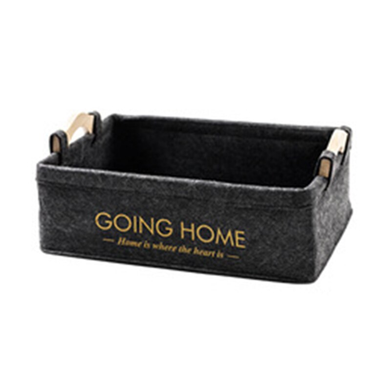 Felt Cloth Storage Basket with Handle Home Storages Sundries Books Organizer Dirty Clothes Finishing Baskets: 37x26.5x12cm / Dark Khaki