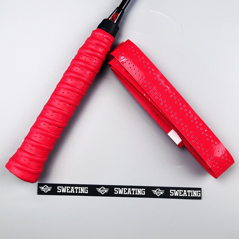 Raquette de Badminton Grip bande raquette à tricoter canne à pêche poignée perforée anti-dérapant absorbant la sueur: Knitting Grip Tape  Red