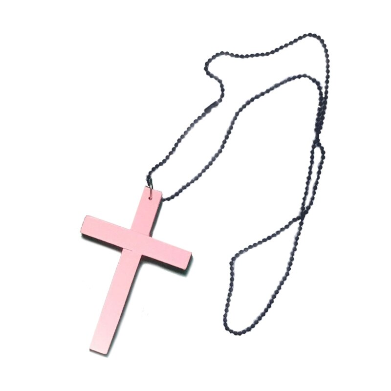 XX9B Houten Kruis Hangers Ketting Natuurlijke Houten Kruis Ambachten Sieraden Projecten Decor: pink