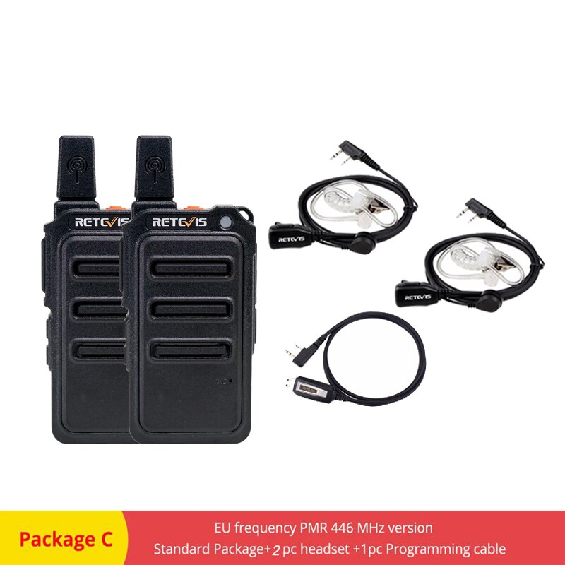 RETEVIS Walkie Talkie PMR Radio RT619 FRS PMR 446 2 PCS PTT Two Way Radio Transceiver Portable Radio Comunicador Walkie-talkies: PMR--Package C