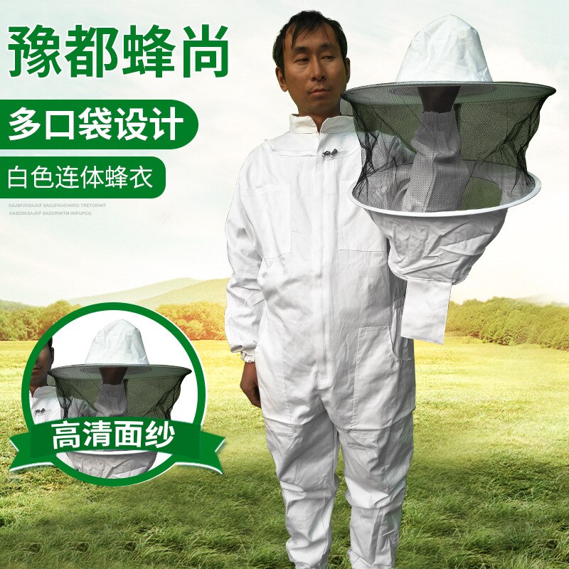 Mono blanco grueso para apicultura, ropa a prueba de abejas con cremallera, mono de apicultura, traje de Apicultura