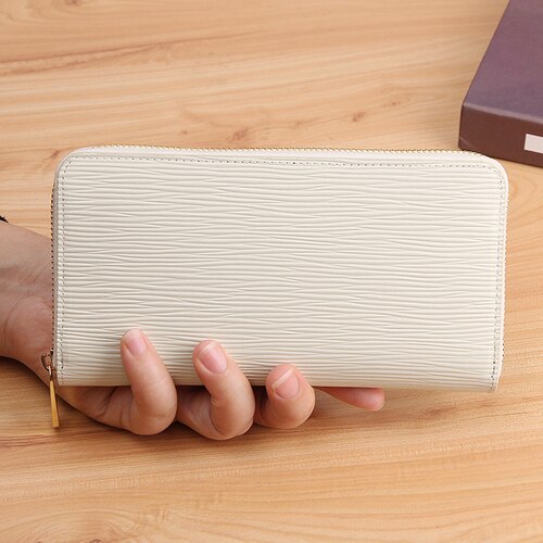 Portefeuille en croûte de cuir jaune pour femmes, pochette à fermeture éclair, Style japonais: White