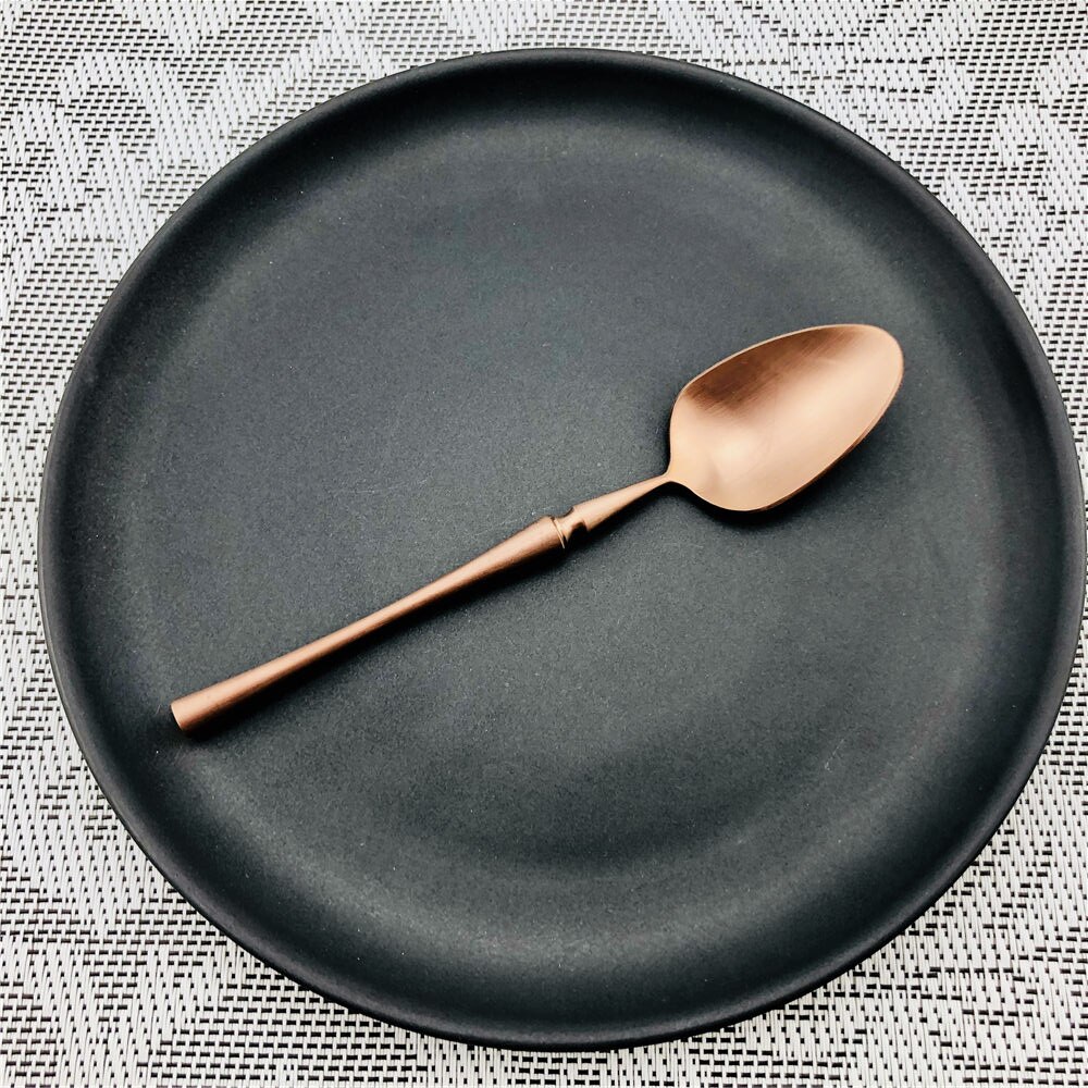 Gorgeous Retro Rose Gold Cutlery Set Copper Stainless Steel Dinnerware Set Knife Forks Teaspoon Wedding Tableware Set 1Piece: 06 Tea  Spoon