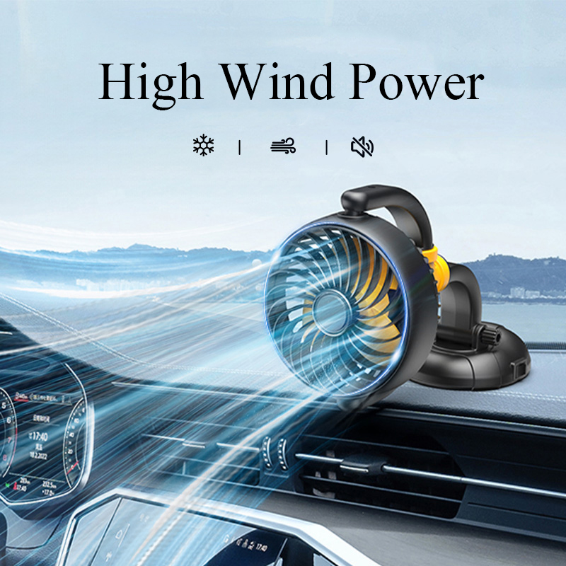 Hipacool-auton tuuletin, jossa on 5v/12v/24v suurtuulivoimaa, pyörivä säädettävä auton jäähdytystuuletin, autojen sähkötuuletin, auton lisävarusteet