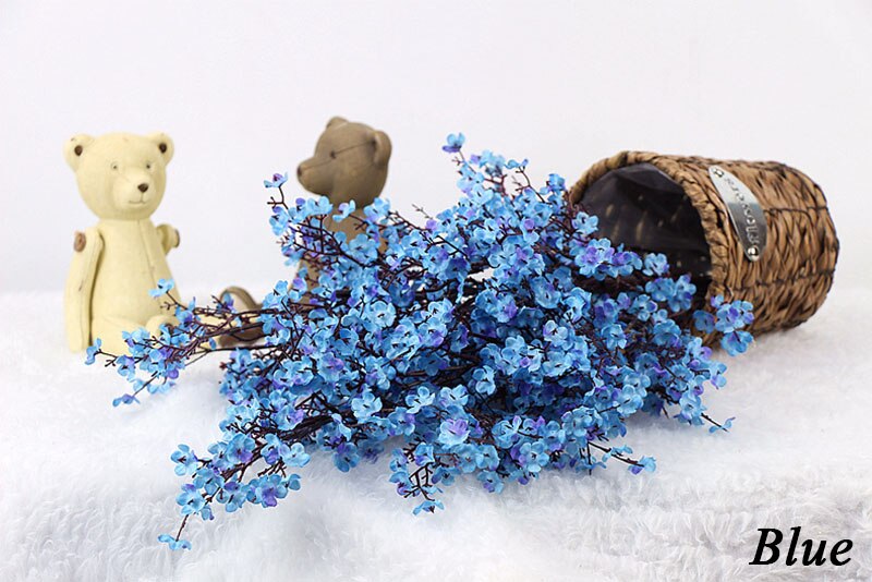 Kunstig baby ånde enkelt blomst simulation hjem bryllup dekoration simulation blomst brud holder blomster: Blå