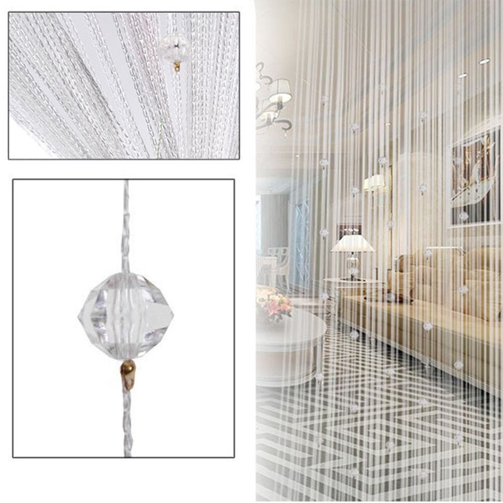 2m ménage porte rideau cordes cristal perle frange rideau chaîne romantique salon chambre fenêtre: White