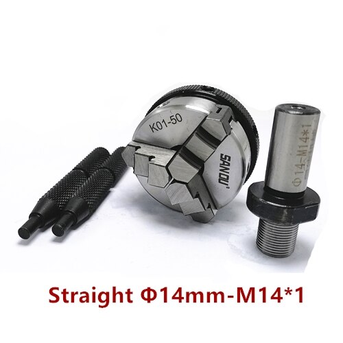 Sanou K01-50 chuck 50mm 2" LATHE Chuck three Jaw Manual mini Self-Centering Chuck Connecting rod Connector for CNC M14 adapter: K01-50 14mm straight