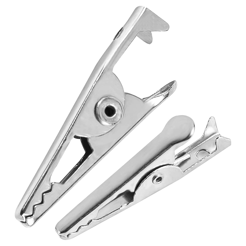 100PCS 1.06IN / 27mm Mini Metal Alligator Clips, Crocodile Clamps Silver Tone Nickel Plated Test Line Spring Clamps.