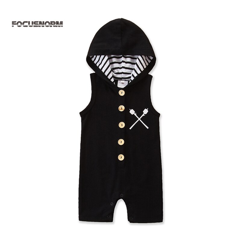 Focusnorm 0-24M Baby Baby Jongens Halloween Rompertjes Hooded Mouwloze Single Breasted Jumpsuits