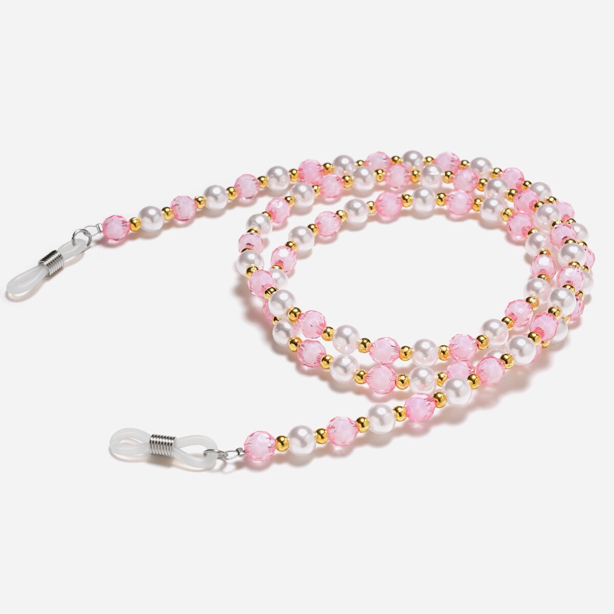 Solbriller perlehals lanyard snor briller solbriller halskæde kæde reb briller snor holder halsstrop reb: Lyserød