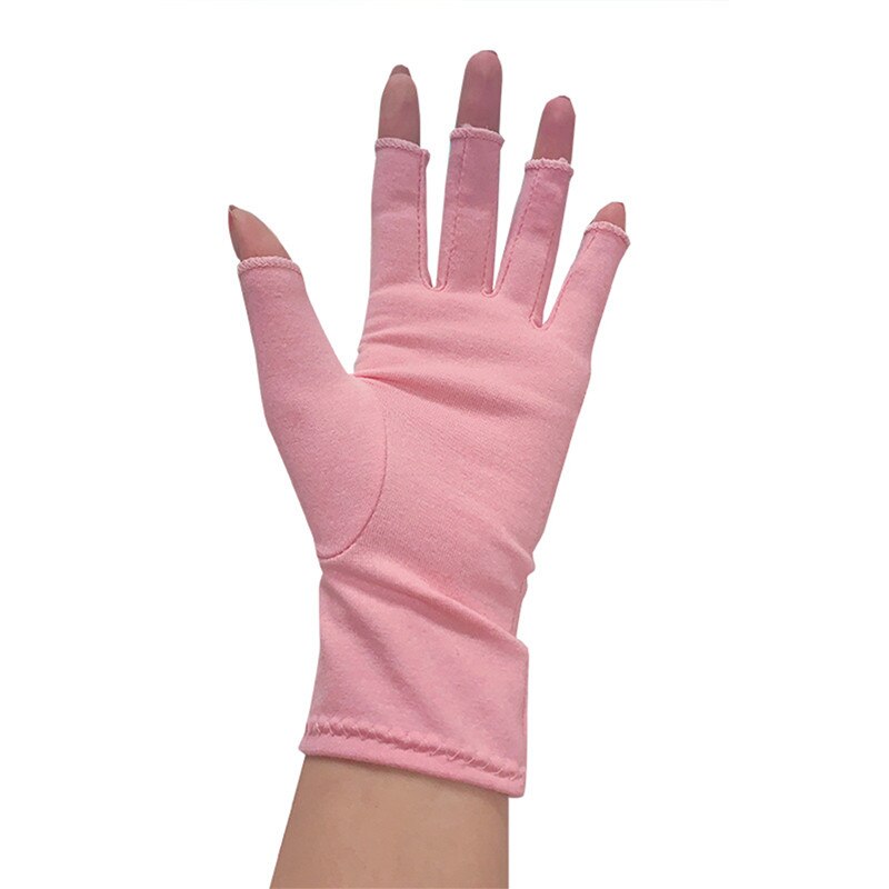 1 Pair Arthritis Gloves Premium Arthritic Joint Pain Relief Hand Gloves Therapy Open Fingers Gloves: PINK / L
