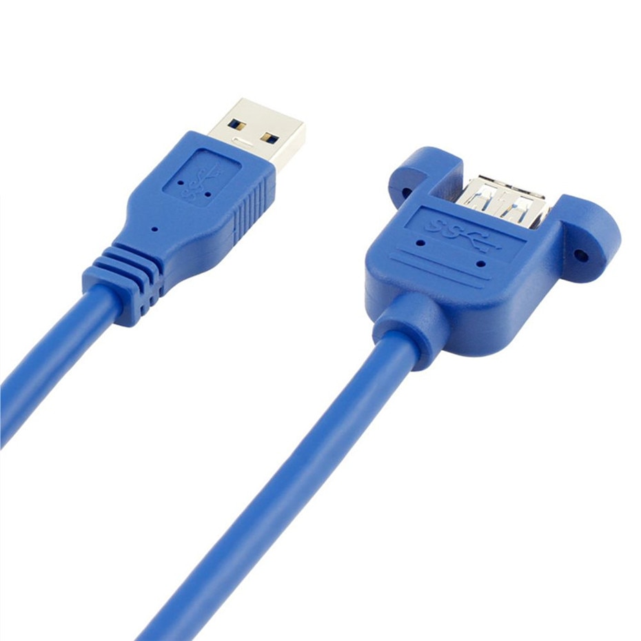 Usb kabel 3.0 forlænger han til hun forlænger kabel ledning dobbelt skærmet skrue panel montering 0.3m 0.6m 1m 1.5m 3m 5m