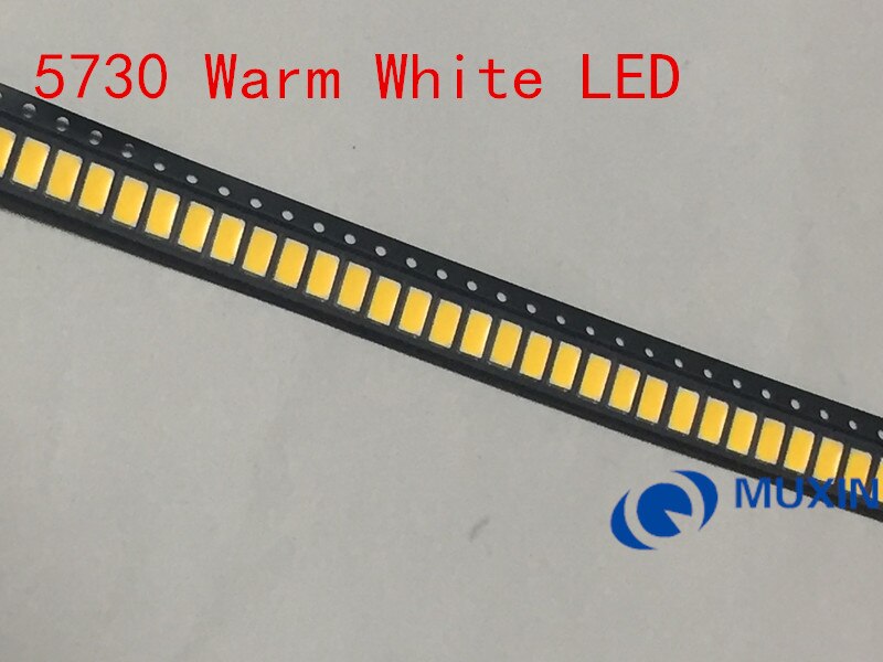 100 stk smd varm hvid 3000k 0.5w led chip 5730 5630 ultra lys overflade 50-55lm mount smt perler led lysemitterende diode lampe