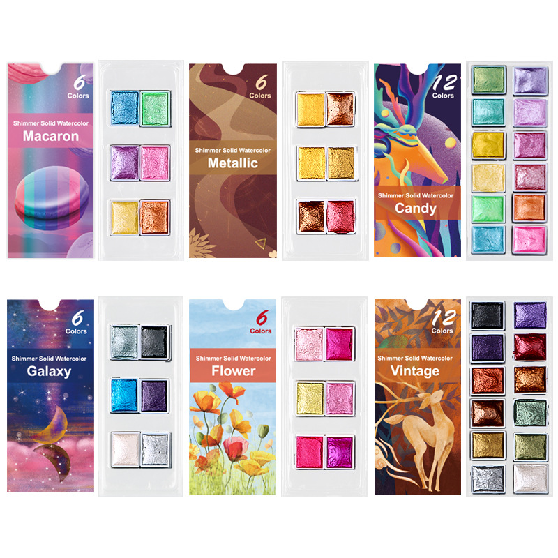 6/12 Pearl Solid Watercolor Paints Metallic Pigment Art Glitter Paint Acrylic Paints Paint By Numbers