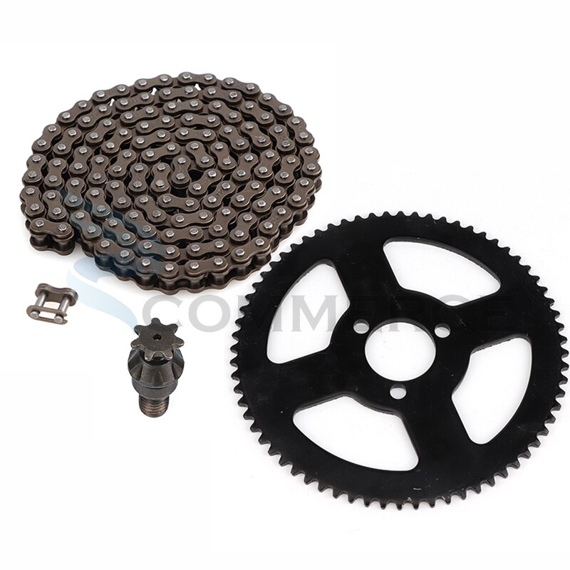 25h 68t tänder bakdrev 25h kedja 144 länkar 7 tänder kedjehjulsaxel för elektrisk trehjuling mini moto pocket bike atv quad