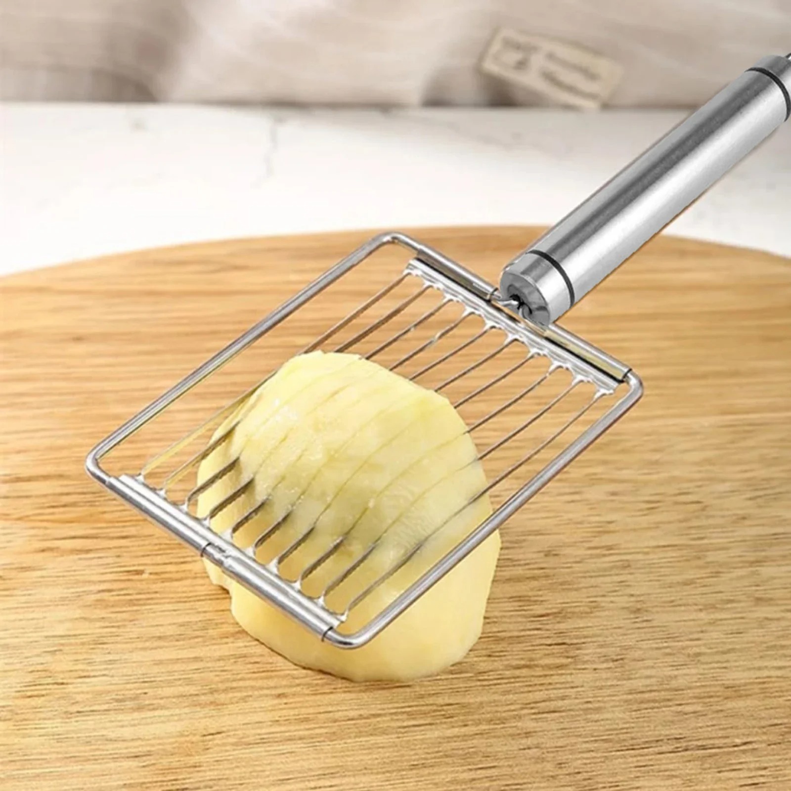 Roestvrijstalen snijmachine voor tomaten, aardappelen, uien, groenten en fruit, groentesnijder, keukenaccessoire.