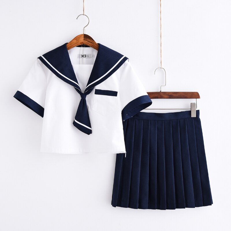 Giapponese JK Uniformi Scolastiche Per Le Donne navy blu rosso top Marinaio stile Navy Vestito di Pannello Esterno Studente di Classe Delle Ragazze Set Femminile cosplay