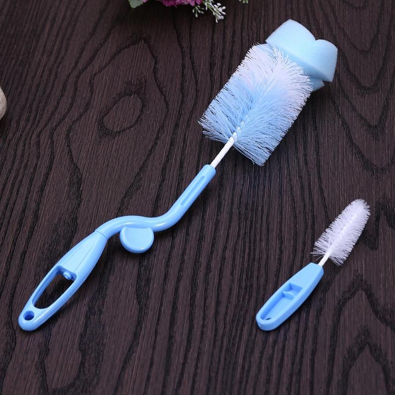 360-degree Rotating Nipple Brush Useful Head Cleaning Sponge Brush Kit Krippe Nippel Tasse Schwamm Pinsel Baby Milch Flasche 2