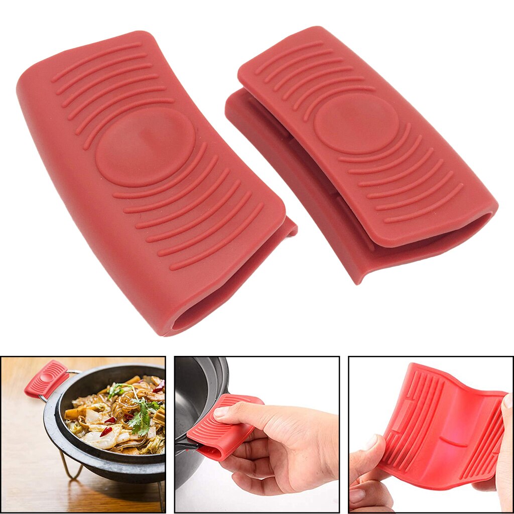 Antislip Siliconen Handvat Houder Kookgerei Pannenlap Gietijzeren Koekenpan Grip Mouwen Cover Potten Pannen Handvat Houders