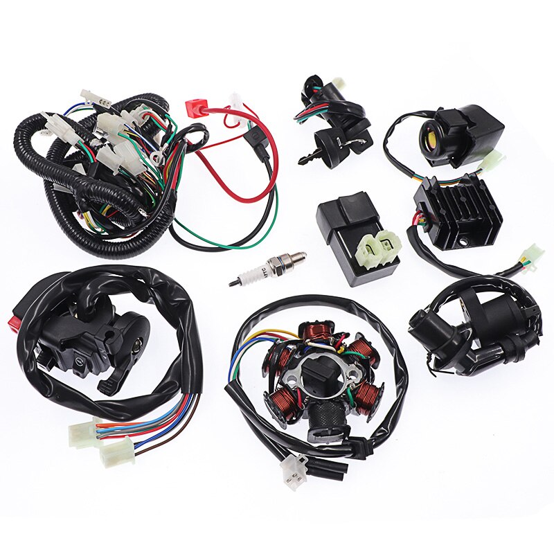 Motorcycle Full Complete Electrics Wiring Harness GY6 CDI Coil Startor For 125CC 150CC For Dirt Bike ATV Quad Pit Bike Go Kart: Default Title