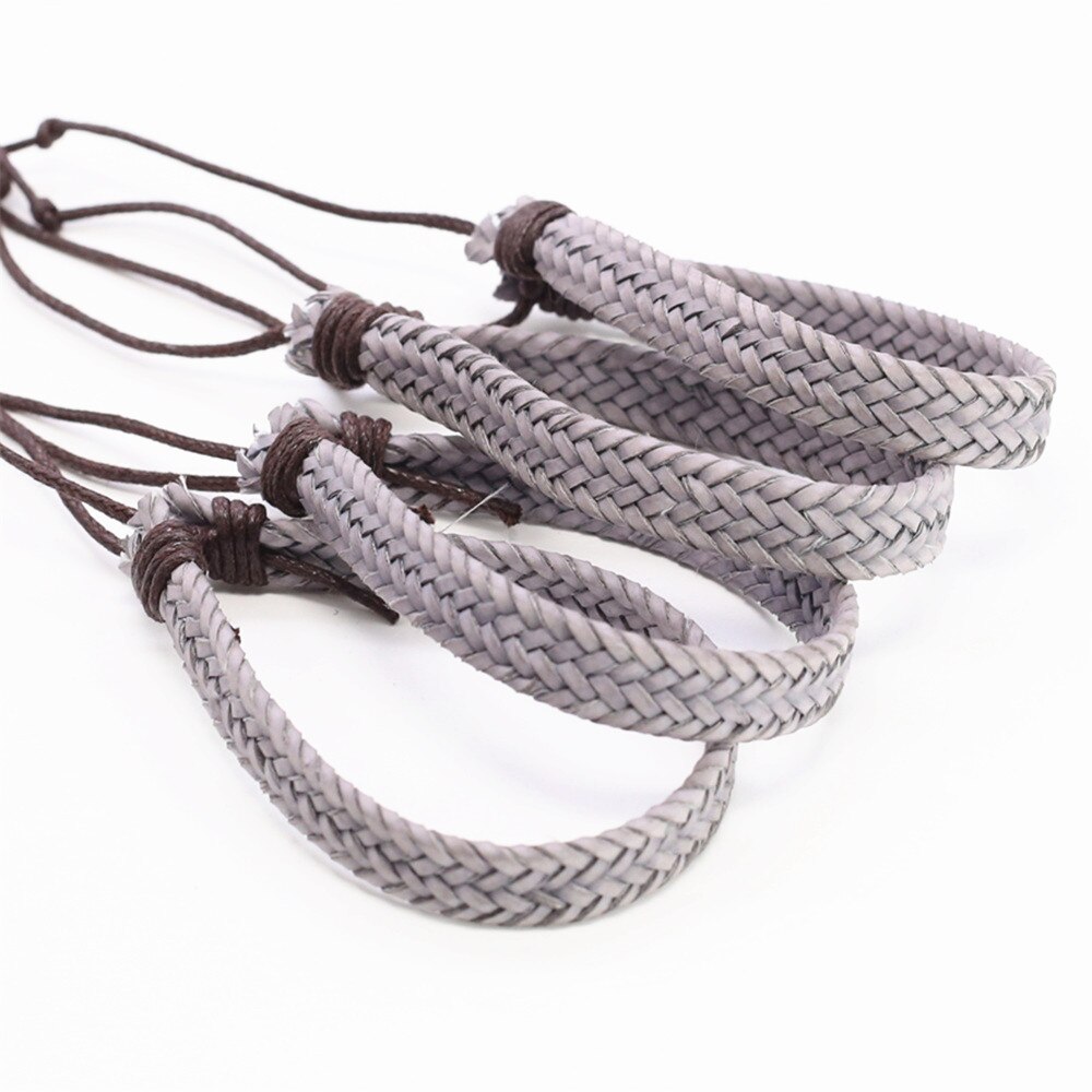 50 unids/lote tejido hecho a mano de cuerda de cuero de los hombres Pulseras para las mujeres Femme Homme hombre Pulseras joyería libremente: color 2