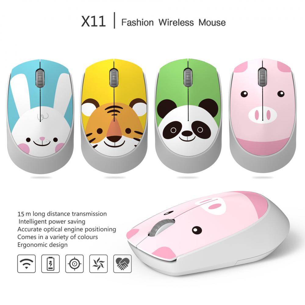 Ratón inalámbrico con de dibujos animados para niños, Mouse óptico 3D ergonómico de 2,4G con de hámster, ideal para ordenador de oficina y portátil