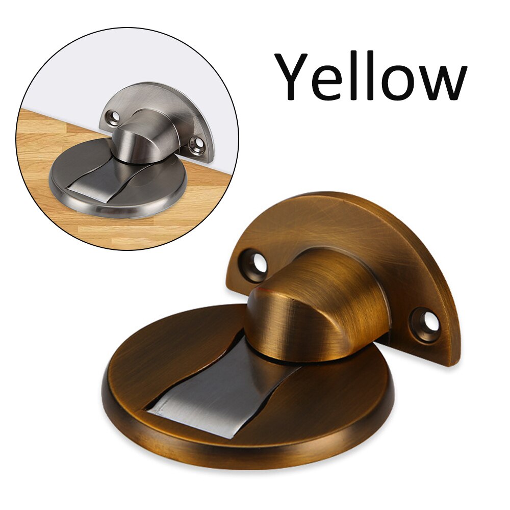 Porta magnética moderna rolha de aço inoxidável ímã escondido porta pára suportes pegar móveis ferragem piso sem prego doorstop: Yellow-1pc