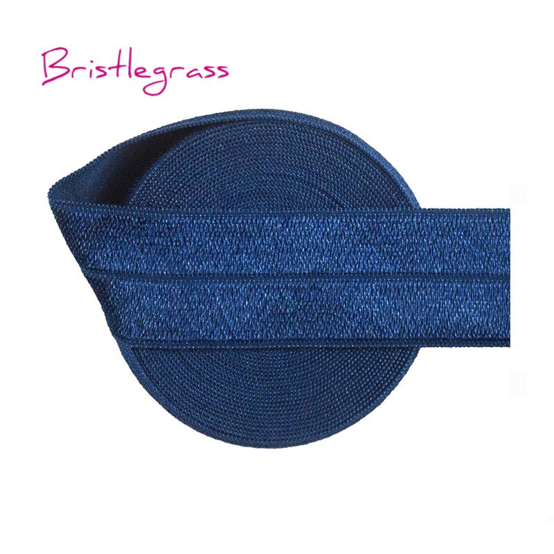 50 yardas 1 "25mm sólido brillante FOE doblar sobre Spandex elástico satinado bandas de la cinta del pelo, vestido de la corbata DIY costura: Light Navy