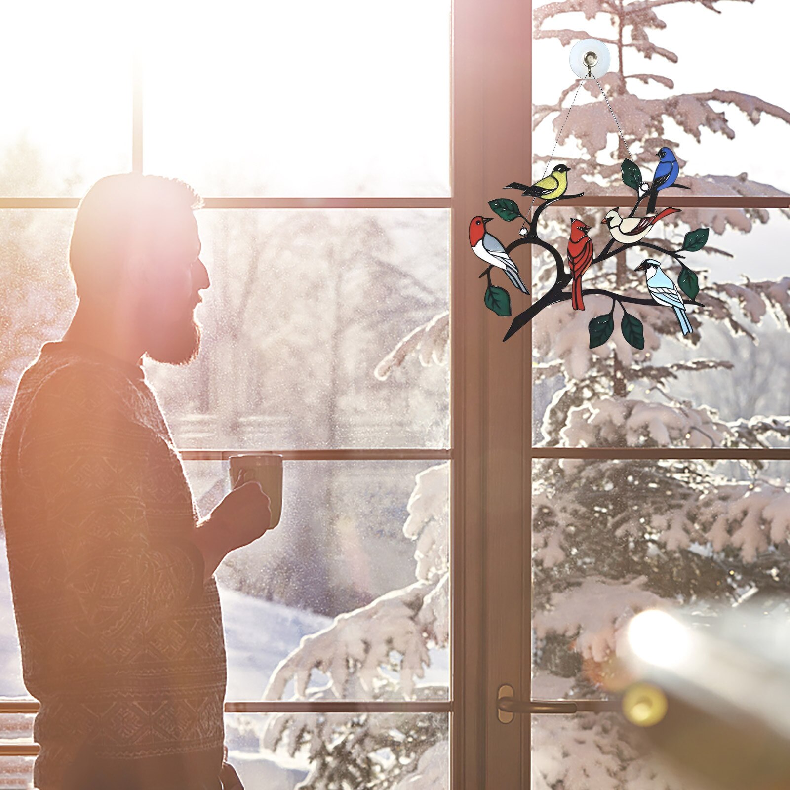 Stained Bird Glass Window Hangings Acrylic Wall Hanging Birds Decor Room Accessories Scandinavian Decor Mothers Day