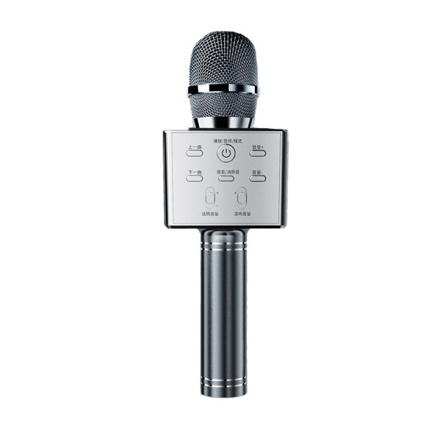 Wireless bluetooth karaoke microphone micro mic for singing home phone mobile cell children kids blutooth condenser karoke child: Gray