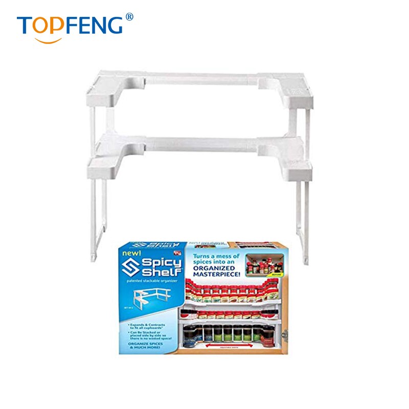 TopFeng Spicy Shelf, Spice Rack, Stackable organizer, Kitchen Spice Rack, Bathroom organizer, Cosmetics Storage organizer