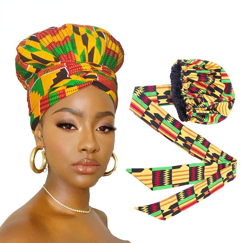 Grand couvre-chef africain Ankara en Satin pour femmes noires, couvre-chef de soins infirmiers, prêt à porter, chimio