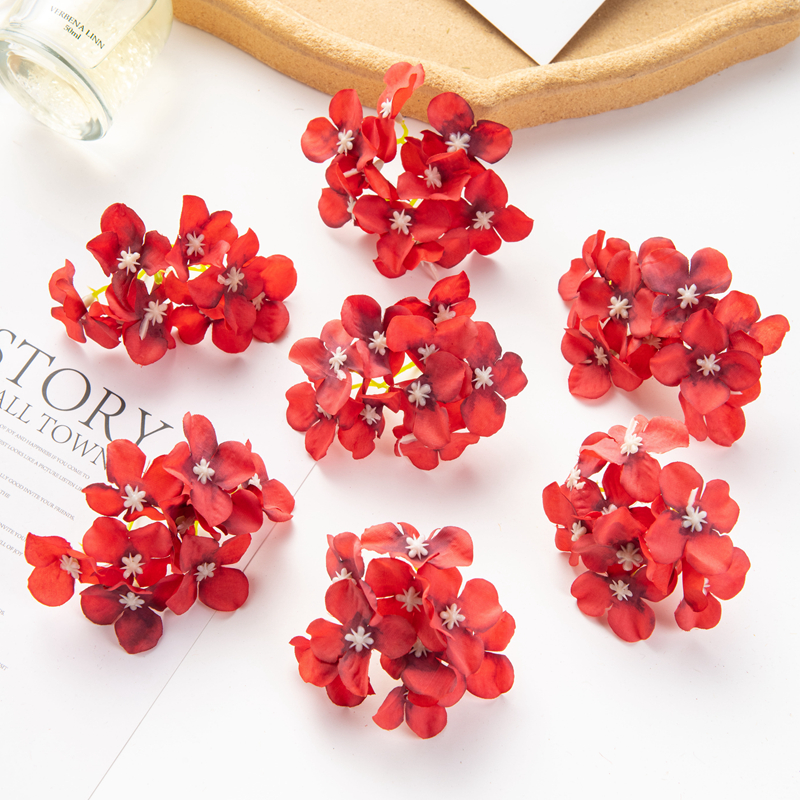 10Pcs Artificial Flowers Wedding Centerpieces for Tables Outdoor Garden Home Decoration Party Christmas Scrapbook Silk Hydrangea: PURPLE