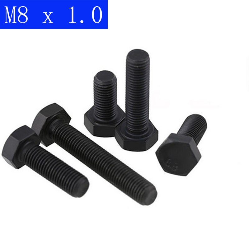 Tornillos de cabeza hexagonal de paso fino M8 x 1,0 (8mm), rosca de acero de aleación 8,8, grifo métrico DIN 933 ISO 4017