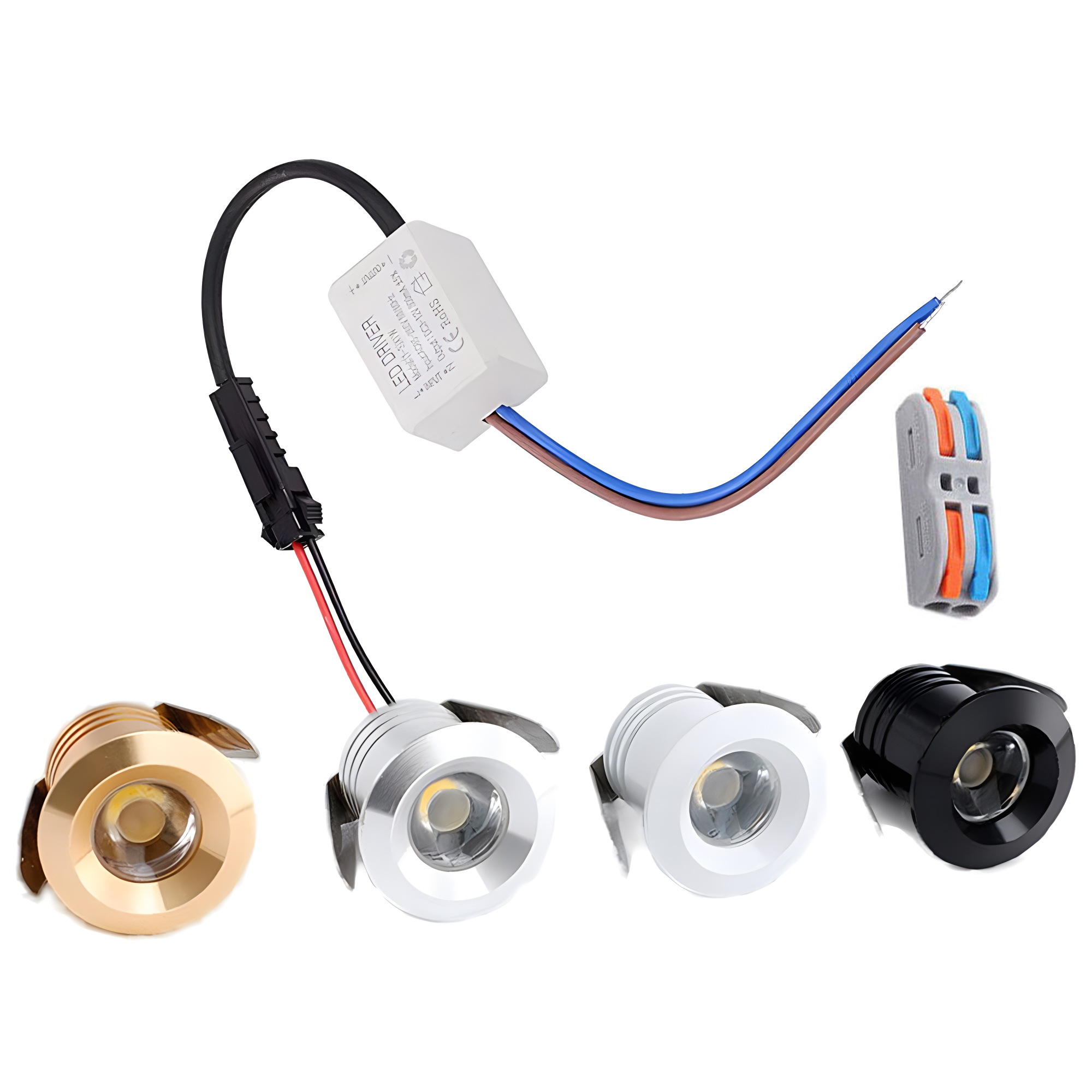 Silver/Black/White/Golden Mini LED Downlight 1W 20mm Jewelry Display Ceiling Recessed Cabinet Spot Lamp DC 12V 24V