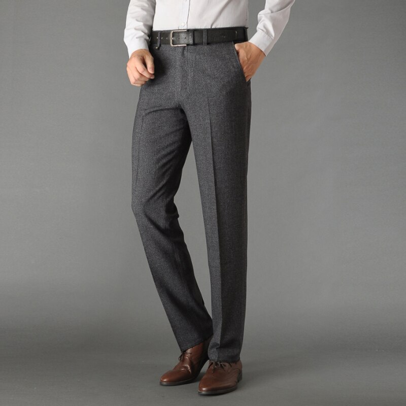 Høst vinter strykefri formell mid-ag dress bukser menn for far passform casual business straight dress bukse