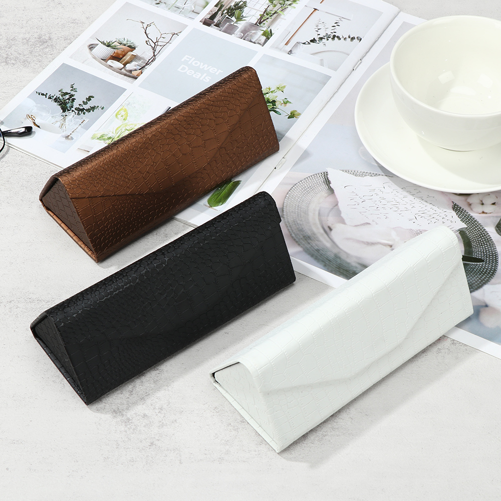 1 Pcs Crocodile Texture Folding Triangle Sunglasses Box PU Waterproof Eyewear Case Protective Glasses Box Eyeglasses Organizer