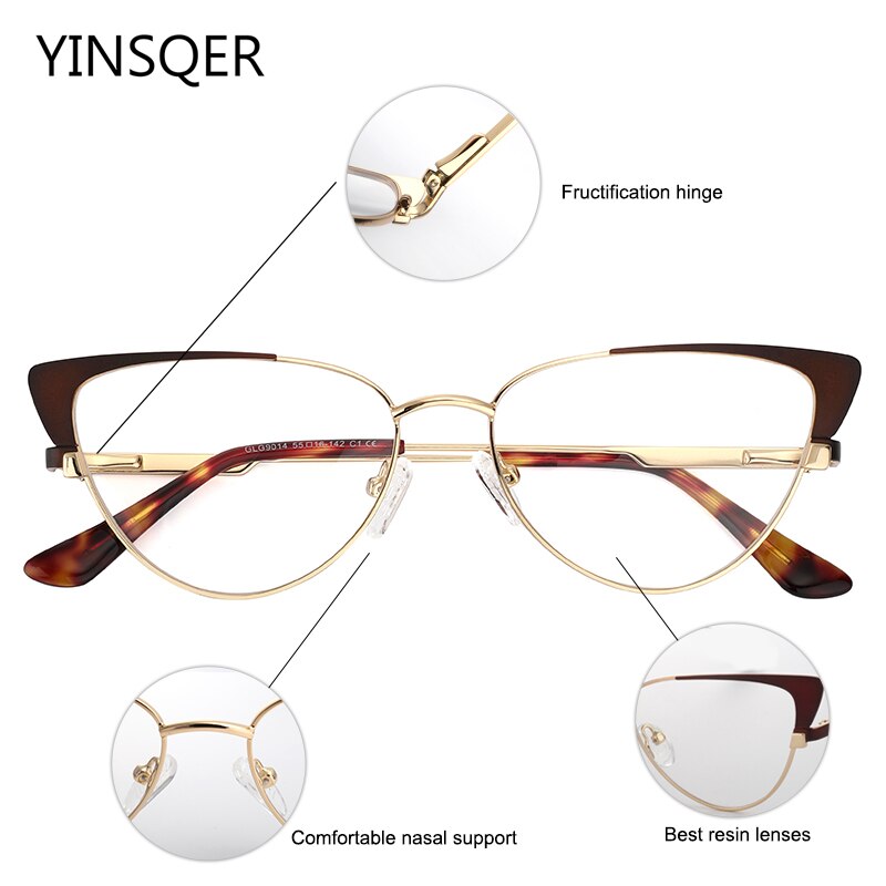Gafas redondas con de ojo de gato para mujer, anteojos femeninos con montura sin tornillos, de estilo Vintage, a la