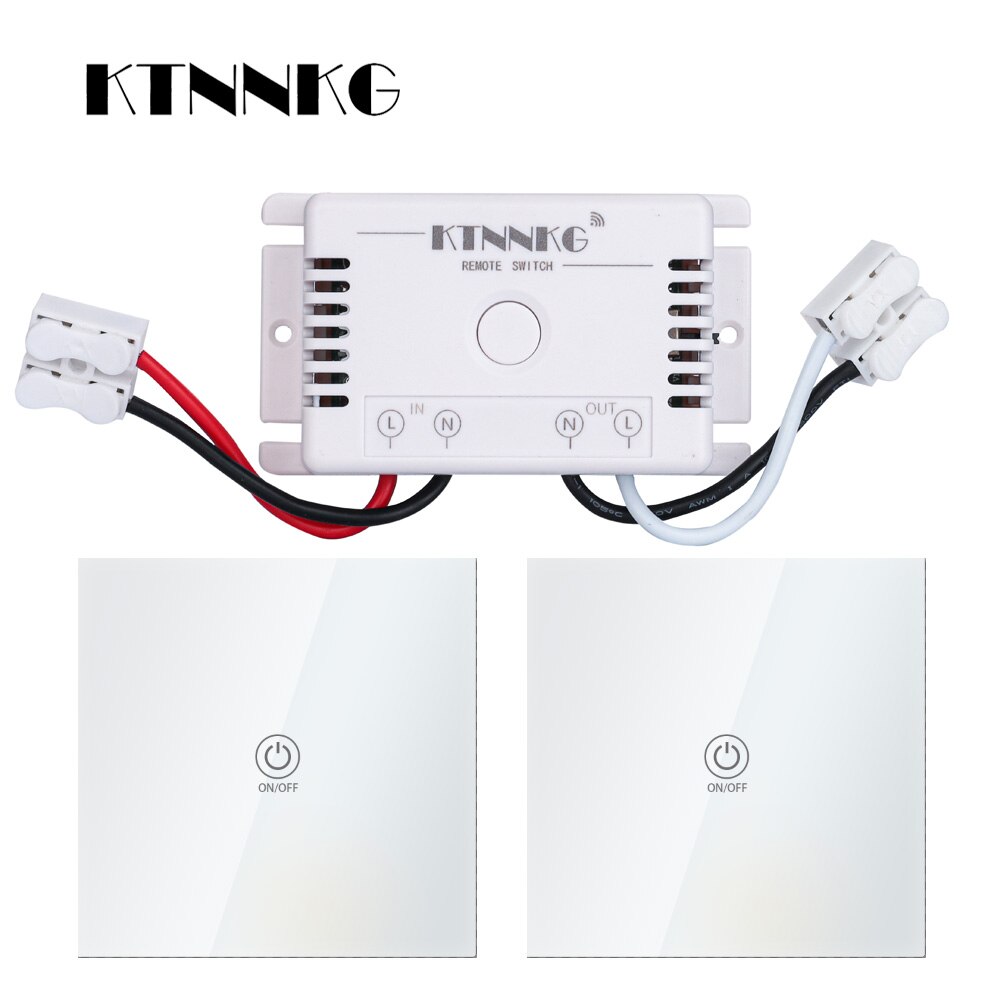 433Mhz 90-250V wall touch sensor switch, general standard lighting switch, crystal glass switching power supply, 1 way switch: kit8