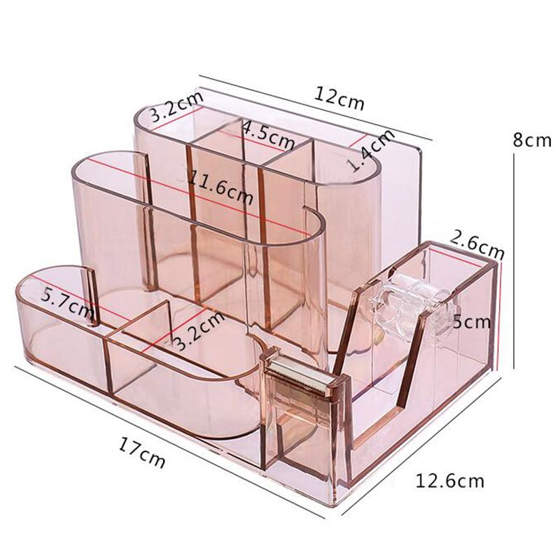Transparent Stationery Storage Box Desk Organizer Plastic Compartment Pen Holder Office Accessories organizador