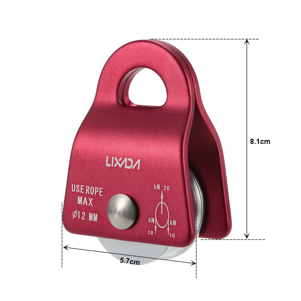 Lixada 20kN Bearing Mobile Micro Pulley Max Rope 1/2in for Rigging Arborist Climbing Mountaineering Tree Carving Accessory