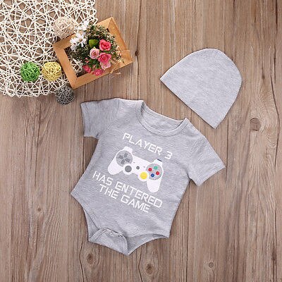 2Pcs/Set Cotton Newborn Infant Baby Boy Girls has entered the game Romper Jumpsuit Clothes Outfits