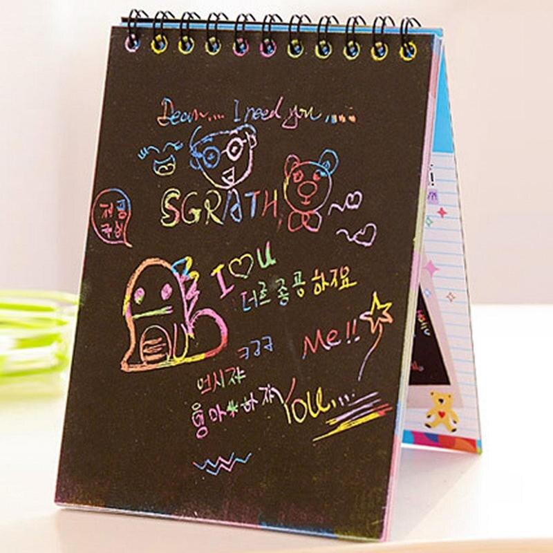 DIY Coil Scratch Drawing Notebook Colorful Painting Paper Drawing Graffiti Painting Art Scratch Paper With Pen Kids