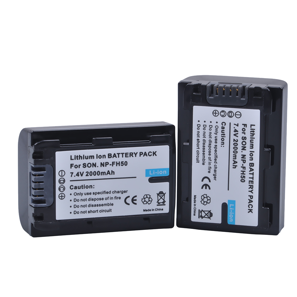 PowerTrust-baterías de cámara 2000mAh, 1 unidad, NP-FH50 NP FH50, para Sony A230, A330, A290, A390, DSC-HX1, HX100, HX200, HDR-TG1E, TG3, TG5, TG7